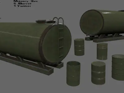 barrel set 1 tank Low-poly 3D model