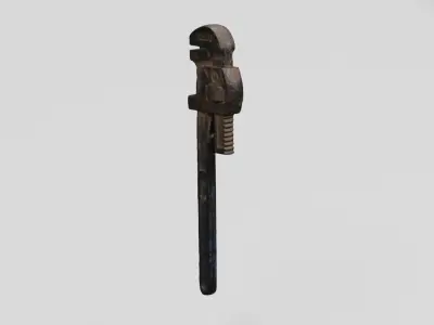 Rusty Tool Pipe Wrench 2 3D scan PBR 4K textures Low-poly 3D model