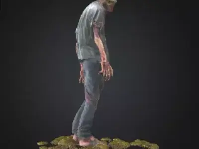 Zombie 3D Model Realistic Horror Sculpture Free 3D print model get