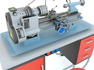 MN-80 Industrial desktop lathe machine tool 3D model