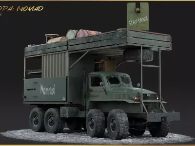 PBR-GrandPa Nomad-PostApocalyptic Truck Low-poly 3D model