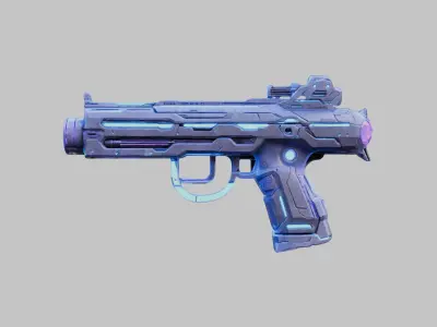 Lowpoly Fantasy Gun Pistol Low-poly 3D model
