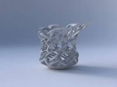 Bowl cylindrical with interlacing sharp edged lattice eccentr... 3D model