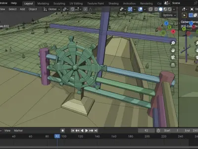 Boat Rain Animation Low-poly 3D model