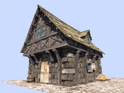 medieval style house Low-poly 3D model
