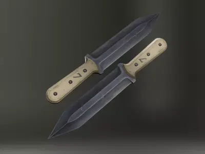 Stylized Military Knife Low-poly 3D model order