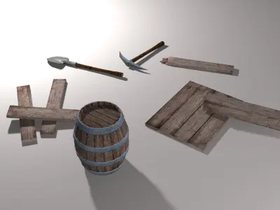 Mining items Low-poly 3D model