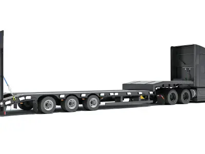 Truck with Platform Trailer 3D model