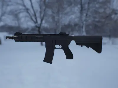 AR15 PBR ar - rifle in snow Low-poly 3D model