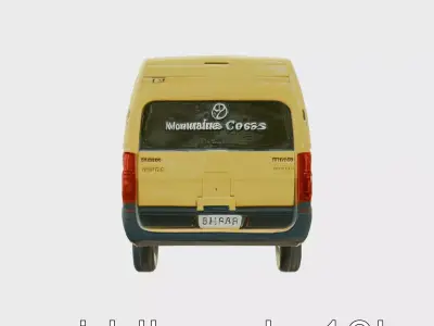 Yellow Ambulance Van with Rounded Hood and Blue-White Lights Low-poly 3D model