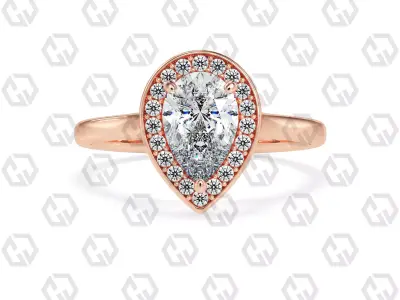 Ring 187 Pear Shape Cathedral Halo with Gems 3D print model