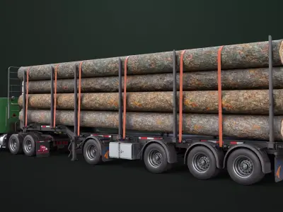 Truck 07 Log Trailer Generic Collection All PBR Unity Textures Low-poly 3D model