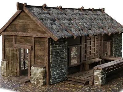 Medieval House 11 PBR 4K GameReady Low-poly 3D model
