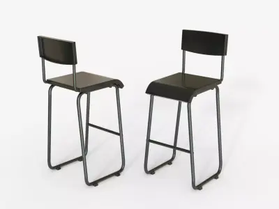 Black Steel and Epoxy Bar Chair 3D model