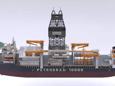 Petrobras 10000 Drillship Offshore Oil Rig Vessel 3D model