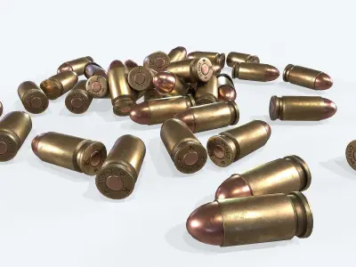 Cartridge 3 bullets in shape of heart Low-poly 3D model