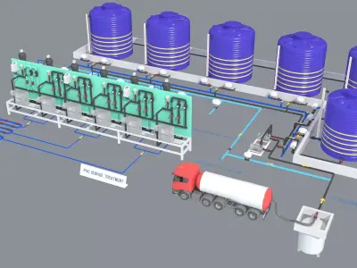 Sewage Water Treatment Station PAC dosing 3D model
