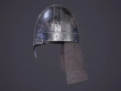 Medieval battle helmet Low-poly 3D model