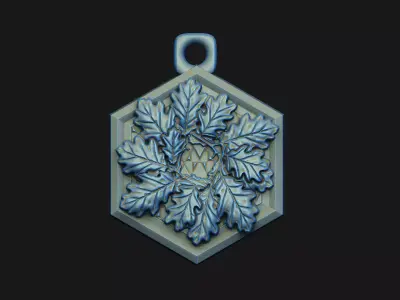Oak hexagon-jewelryhexagon amulet accessory wearable ornament 3D print model