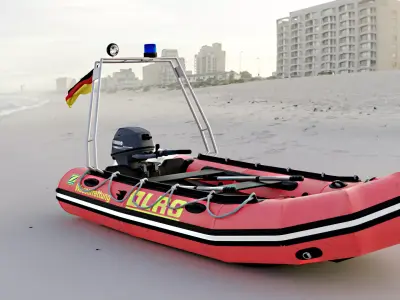 Zodiak MK2 DLRG Boot Rettungsboot 3D model