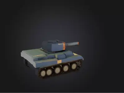 Blocky Tank   Low-poly 3D model