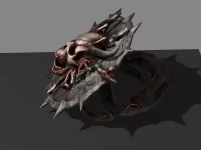 DVL3DStudio Skull Shield Dark Fantasy Low Poly Game Ready Low-poly 3D model
