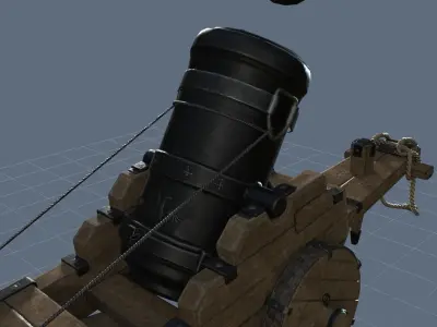 Old Cannon Mortar -Iron Thunder Low-poly 3D model