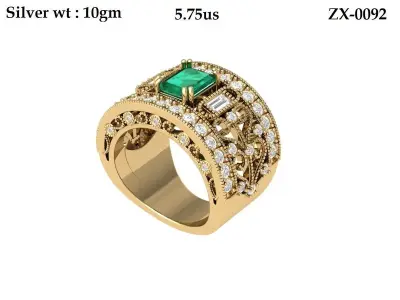 Emerald Art Deco Ring 3D print model 37