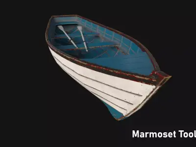 Wooden boat Low-poly 3D model