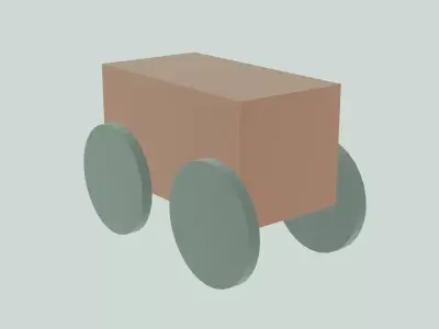 carriage cardboard box on wheels Free 3D model