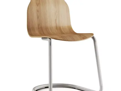 Sancal Boby Wood Chair Cantilever Leg 3D model