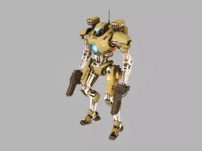 Military Assault Mech  Olive Core Low-poly 3D model