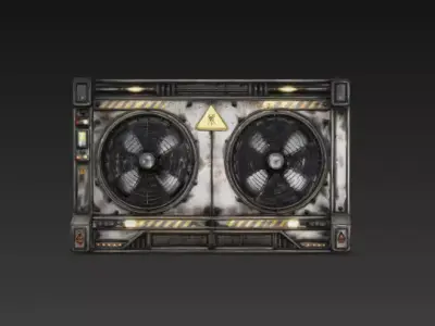Sci-Fi Industrial Ventilation Unit - PBR Low Poly Game Ready Low-poly 3D model