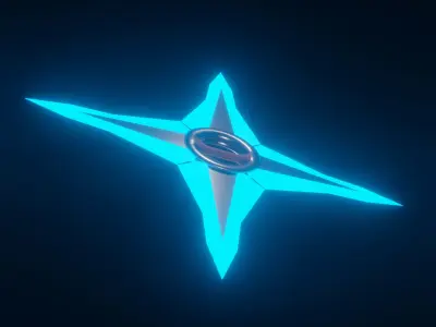 Shuriken 3d model in blue weapon for game assets Low-poly 3D model