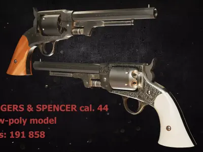3D Model of Rogers and Spencer 44 Army revolver Low-poly 3D model