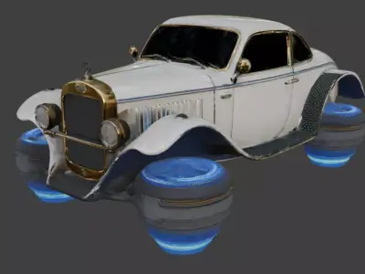  Sci-Fi Hover Brass Era Car 3D Model Low-poly 3D model