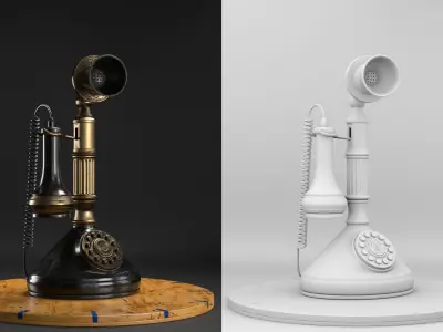 Candlestick Telephone - Roman Column 1897 - Hero Asset 3D model