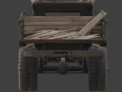 WWI Artillery Truck Wreckage 3d model Low-poly 3D model