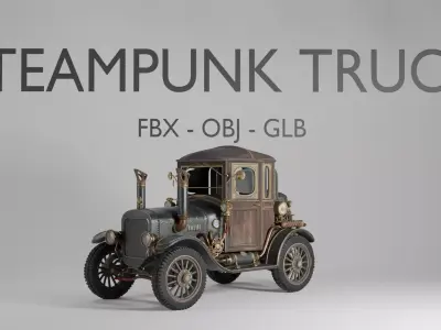 Steampunk Truck 3D Model - Fantasy Vehicle - FBX OBJ GLB 3D model