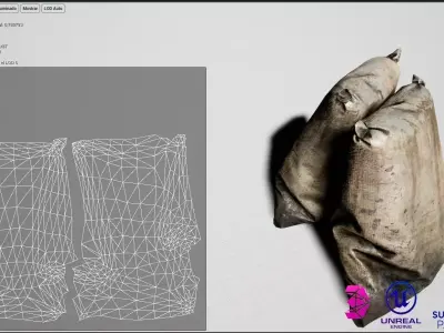 medieval bags UE4 Quality medieval serie Low-poly 3D model