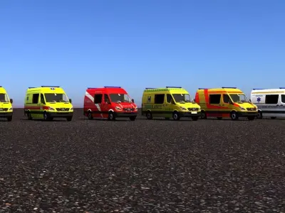 Mercedes-Benz Sprinter 311CDI Ambulance Vehicle 3D Model Pack