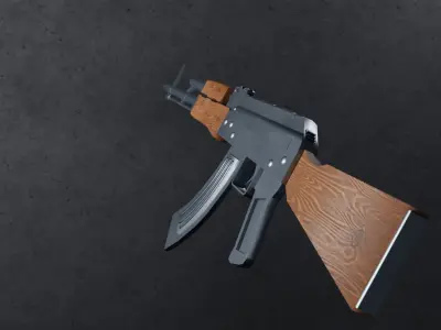  Low-Poly AK-47 Assault Rifle 3D Model for Games Low-poly 3D model