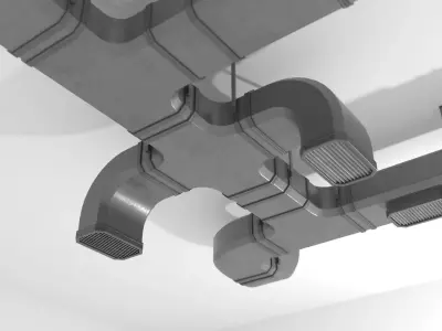 Modular ventilation model Low-poly 3D model