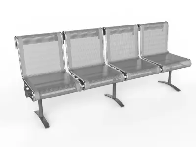 Waiting Room Chair 4 Seats 3D model