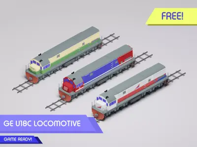GE U18C Locomotive aka CC201 3D Model Free low-poly 3D model