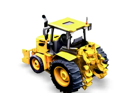 Realistic Yellow Tractor 3D Model Low-poly 3D model