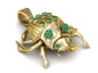 SCRAB BROOCH INSECT PENDANT 3D PRINTABLE MODEL 3D print model