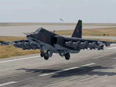 SU-25 Frogfoot with weapons fully-rigged and animated Low-poly 3D model