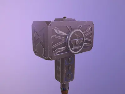 stylized hammer weapon Low-poly 3D model