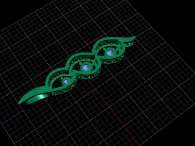 minimal pendant with 3 round gemstone  Free 3D print model